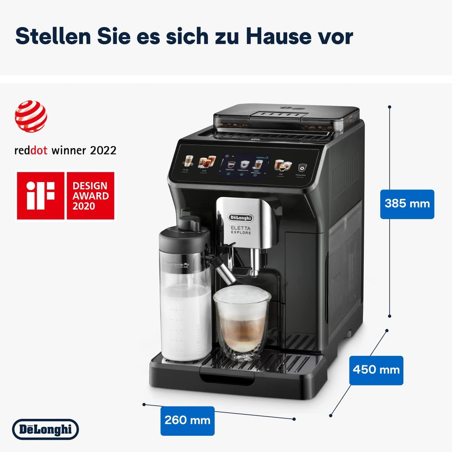 Eletta Explore ECAM452.57.G Kaffeevollautomat mit Milchsystem, Ohne Cold Brew Funktion, Single