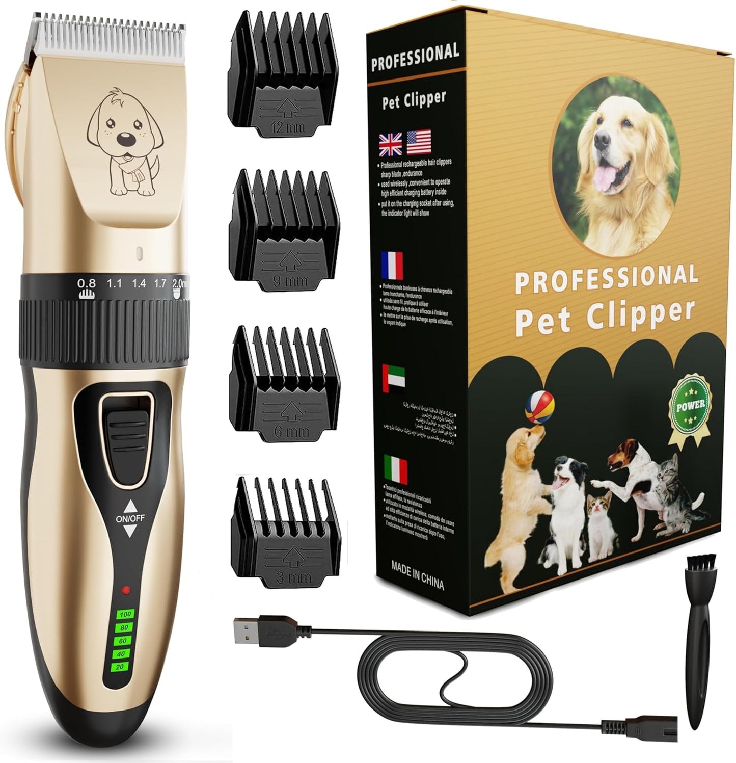 Hundeschermaschine mit Reinigungsbürste