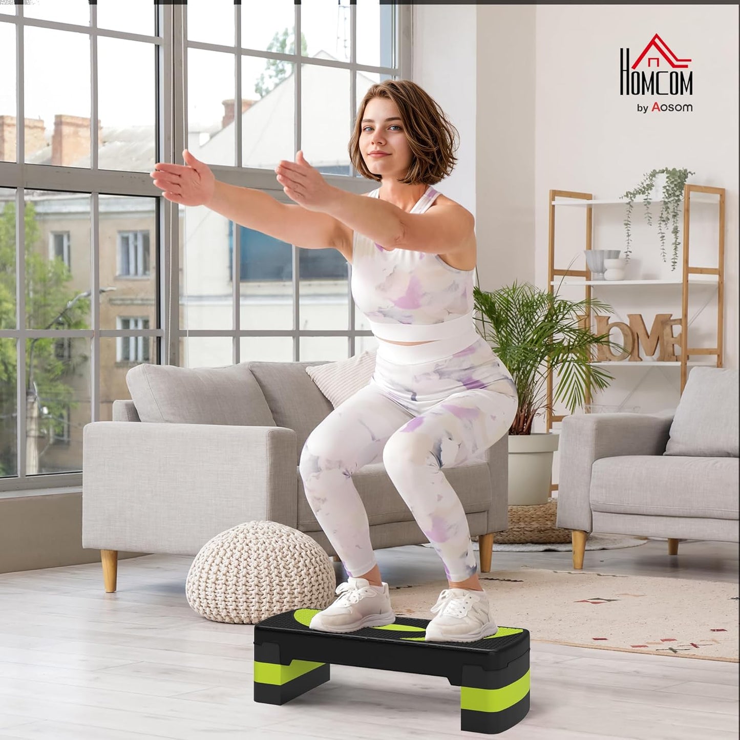 Höhenverstellbarer Aerobic-Stepper (bis 150 kg), Schwarz+Grün