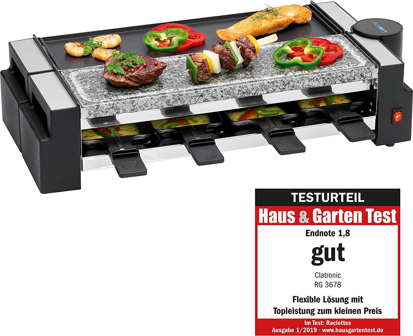 Raclette Grill mit heissem Stein RG 3678, Stein & Grillplatte + Drehgelenk