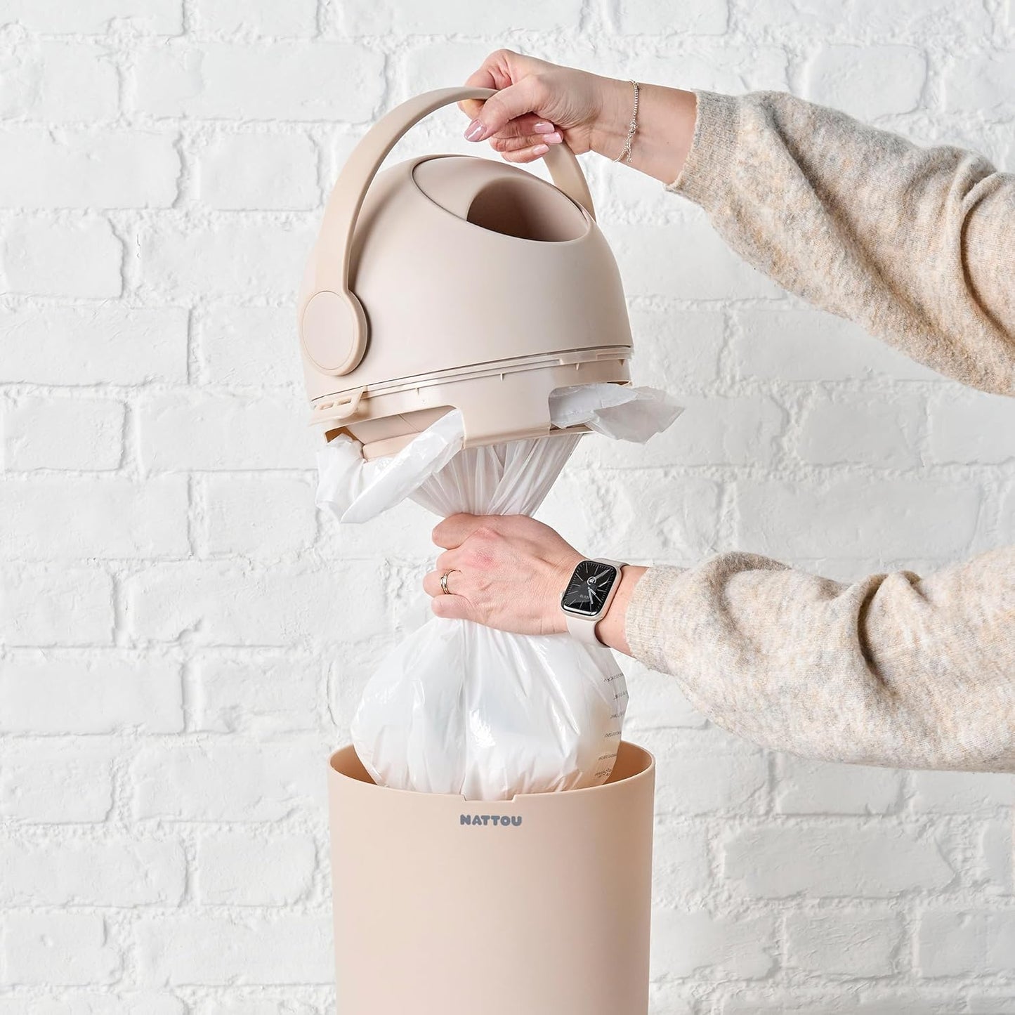 Geruchsdichter Windeleimer Dropy, Taupe