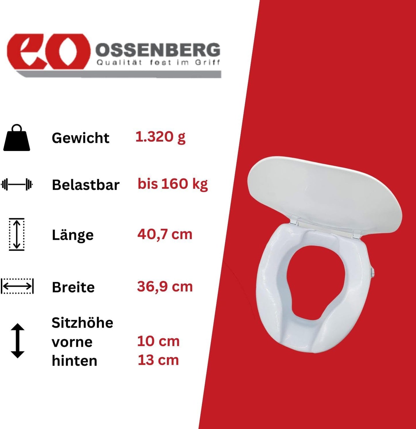 Toilettensitzerhöhung mit Deckel