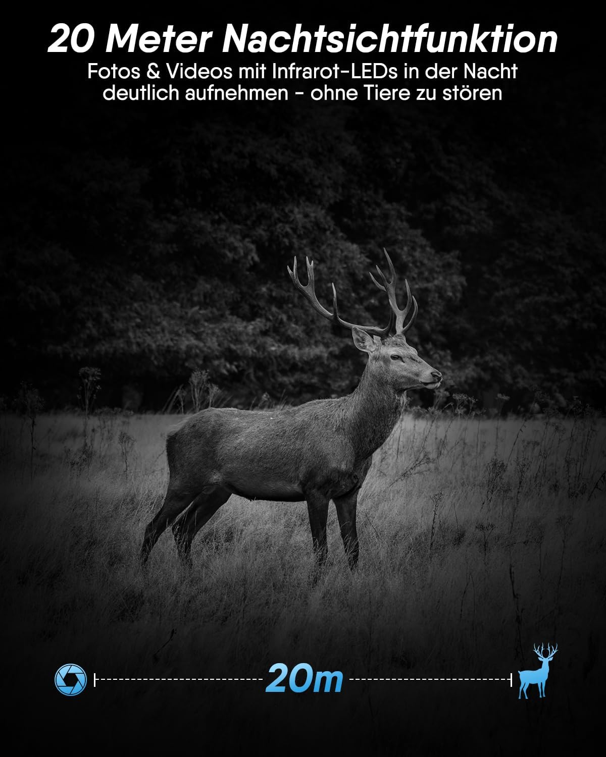 4K Wildtierkamera mit 4G SIM & Nachtsicht, Wildkamera 4G Sim 4K