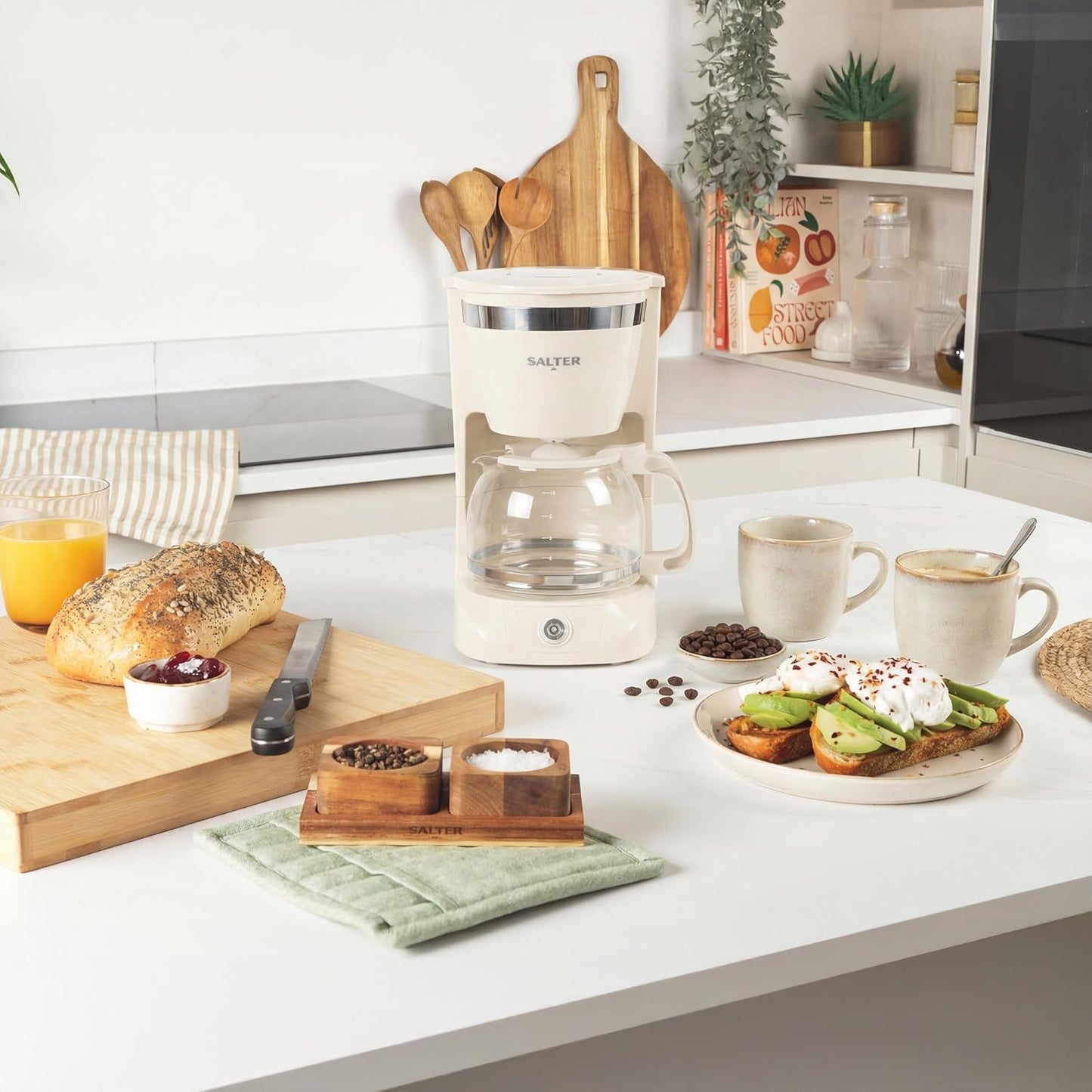 Retro Filterkaffeemaschine mit Glaskanne (1,25 l)