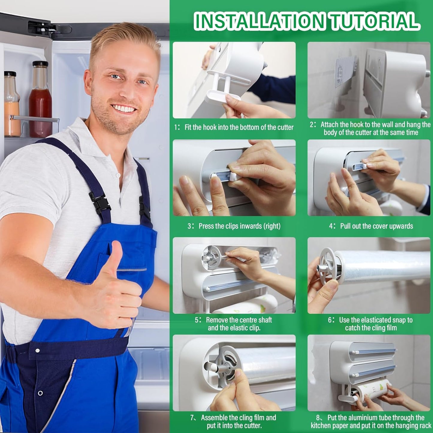3-in-1 Frischhaltefolien- und Küchenrollenhalter