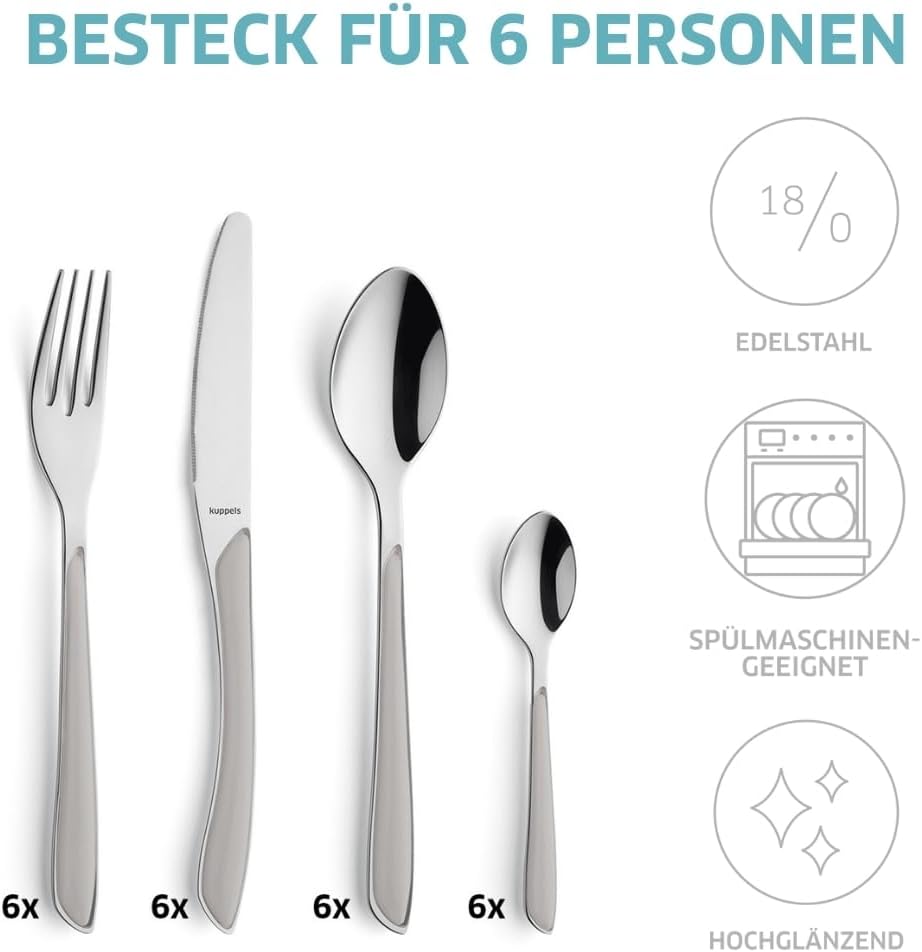 24-teiliges Besteckset Prisma für 6 Personen, 24-teilig Hellgrau | 24-teilig