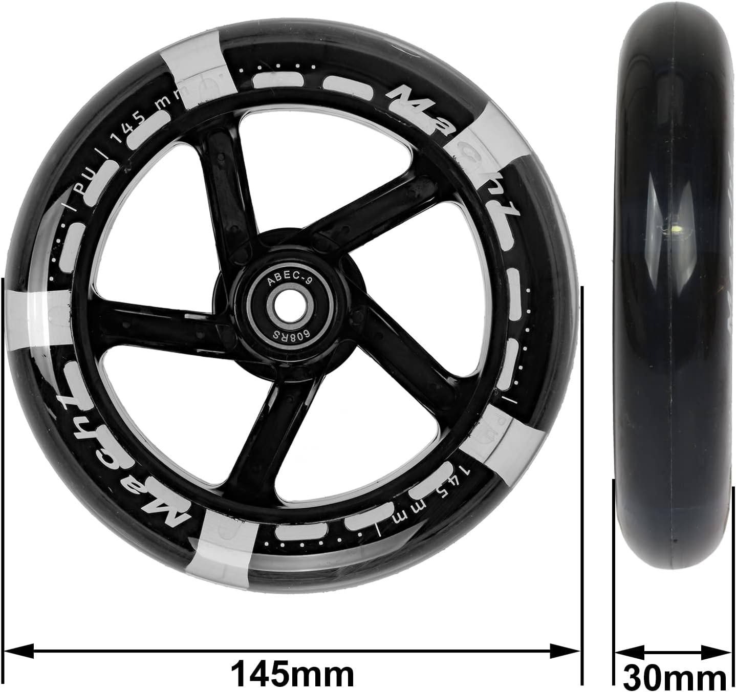 Kickscooter Rollen-Set, 145x30mm mit LED