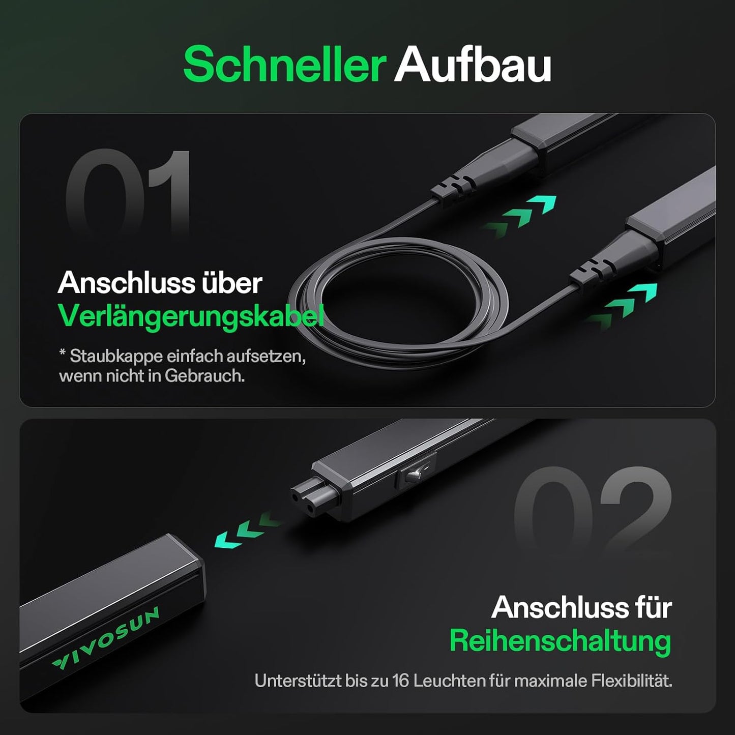 8er-Set T5 LED-Pflanzenlampen mit Timer & Dimmer, 60cm-8er Set