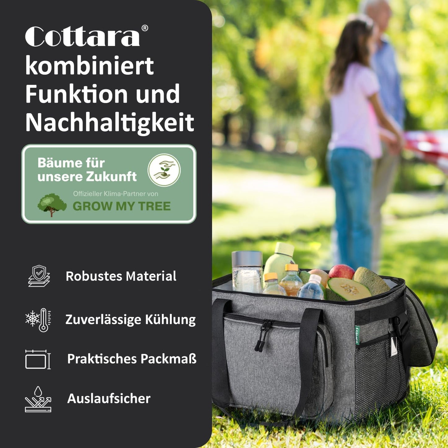 Faltbare Kühltasche, 30 Liter Grau