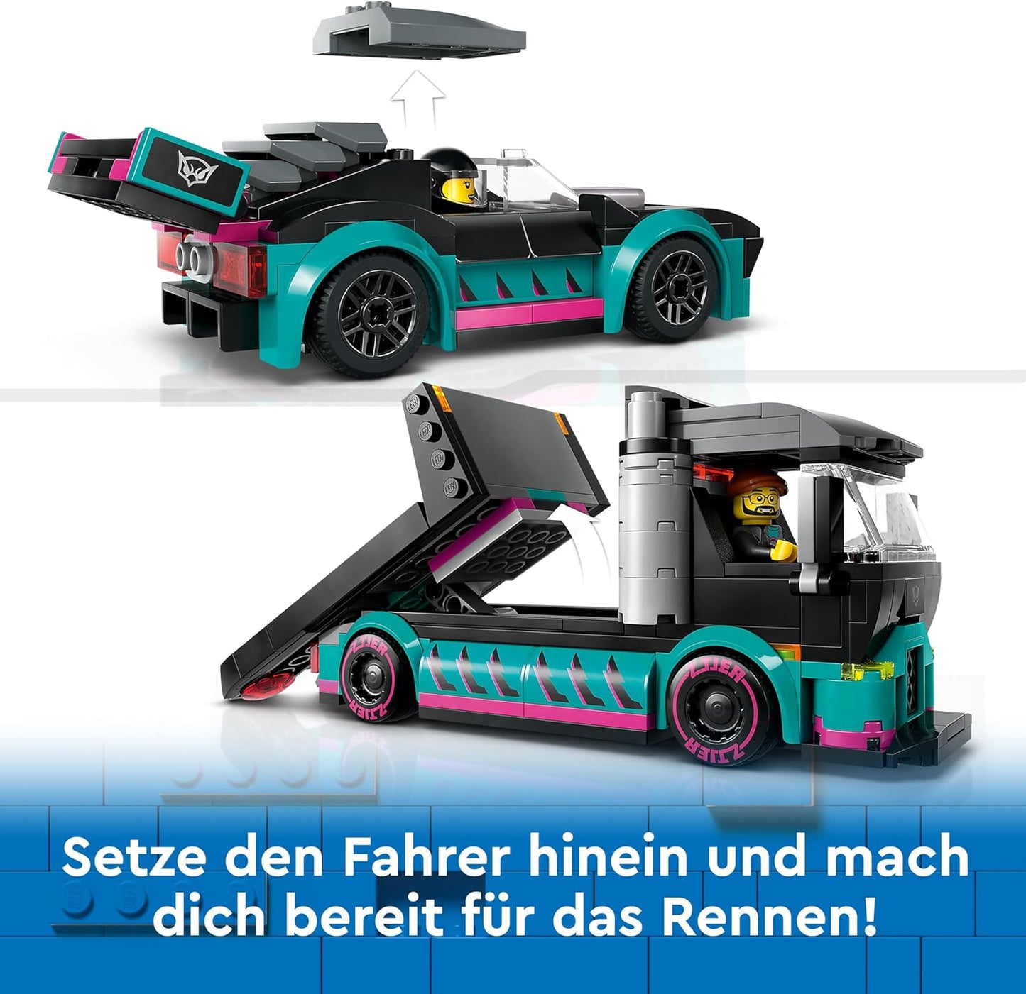City Autotransporter mit Rennwagen, Single