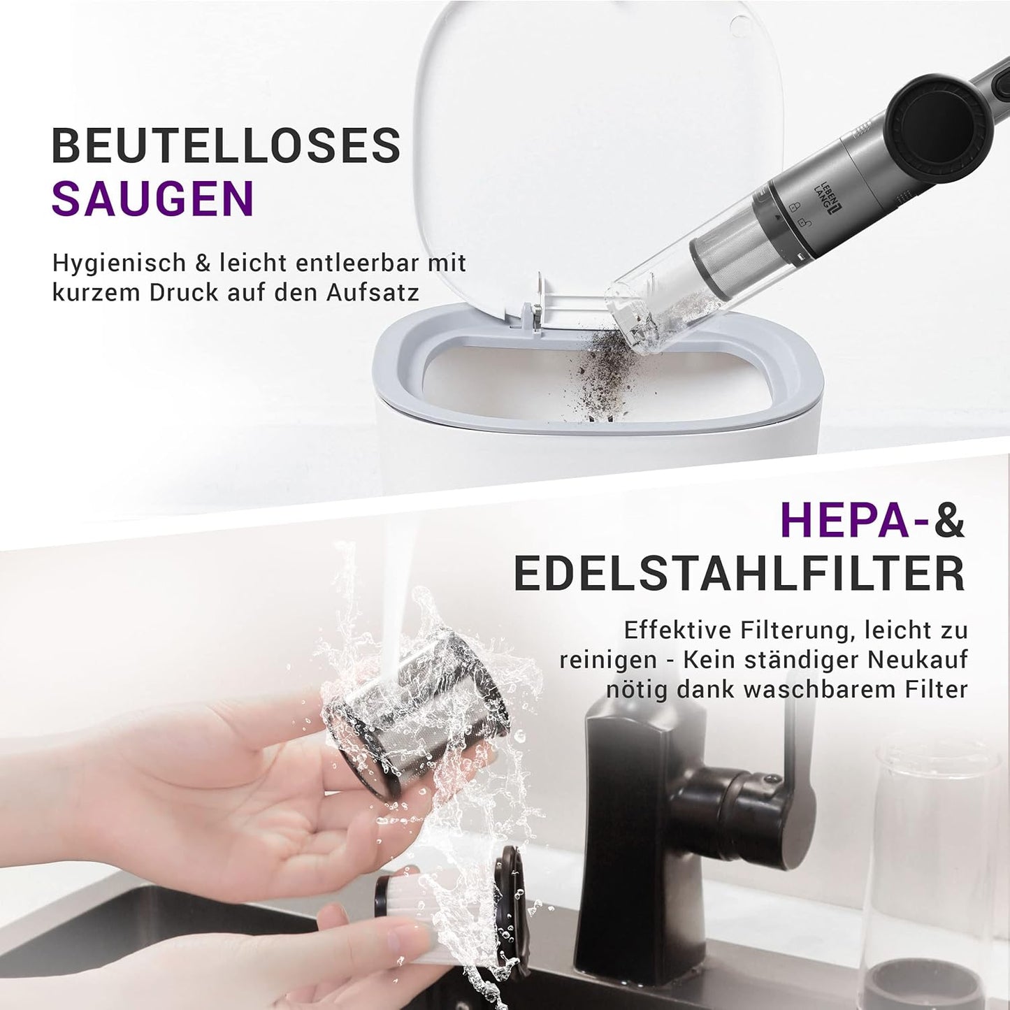 Kabelloser Akkustaubsauger mit Ladehalterung