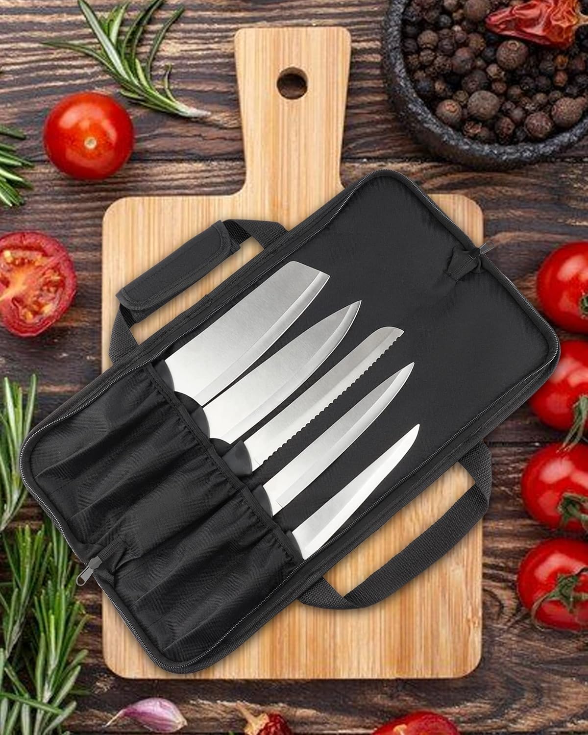 Kochmessertasche für 5 Messer, Rot