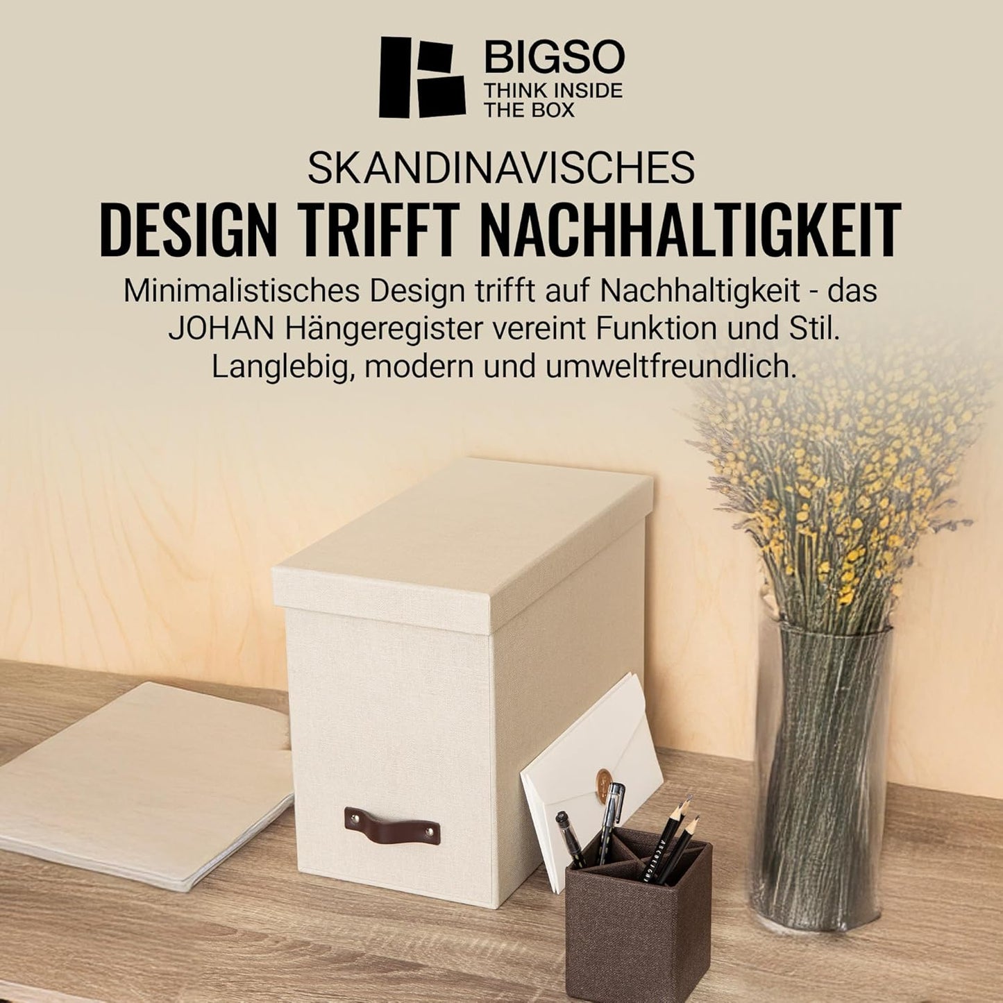 Hängeregisterbox Johan, Beige Leinenoptik