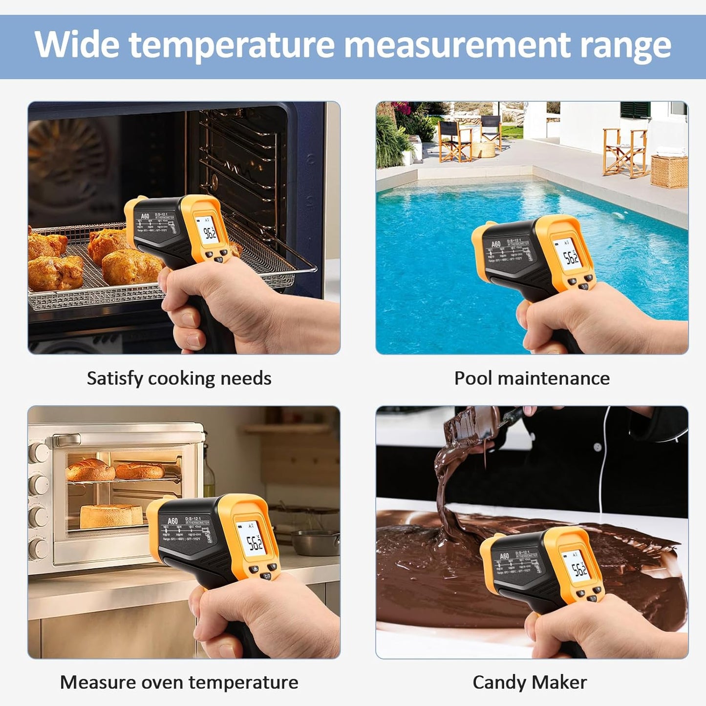 Infrarot-Thermometer mit LCD-Display, Gelb
