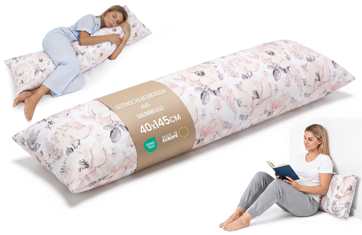 Seitenschläferkissen Schwangerschaftskissen 40x145 cm, Wilde Rose 40x145 cm