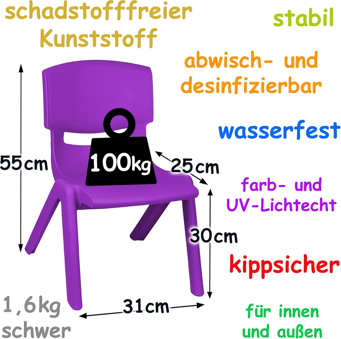 Kinderstuhl, 1 Stück - ohne NAMEN Stuhl __ Farbe: Lila