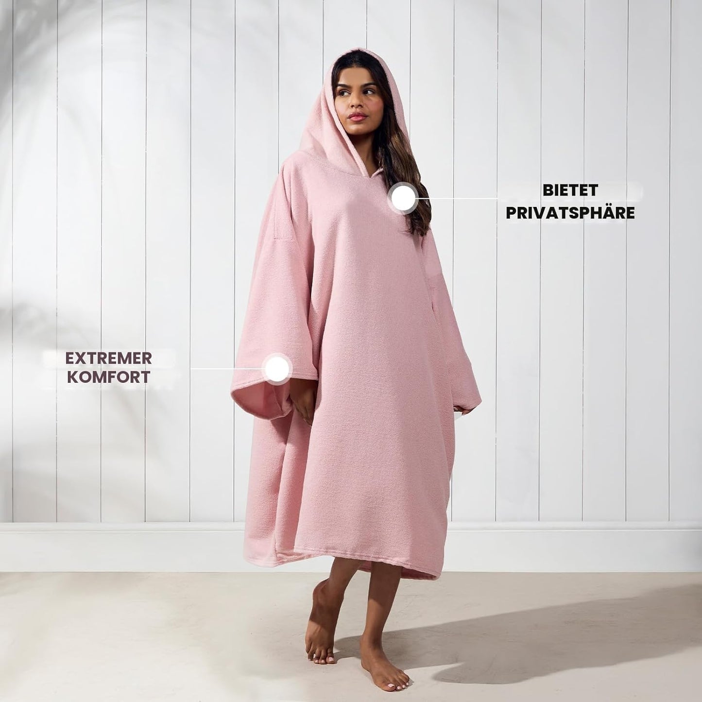 Handtuch-Poncho mit Kapuze, Einheitsgrösse Erröten Rosa