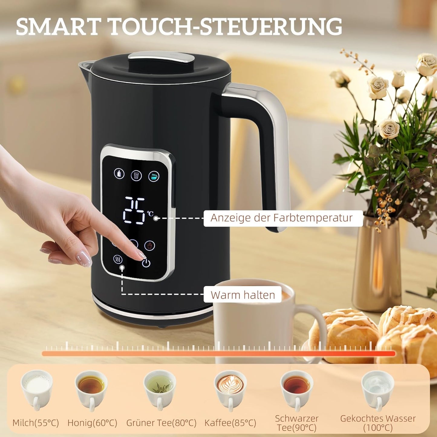 Wasserkocher und Toaster Set, Schwarz