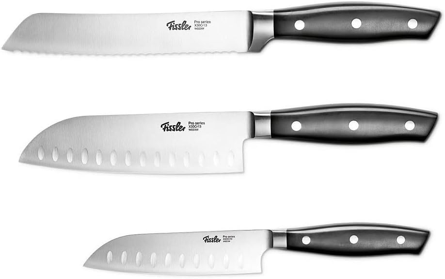 Pro Series Messerset, 3-teiliges Santoku- und Brotmesser-Set, Messerset 3 Tlg