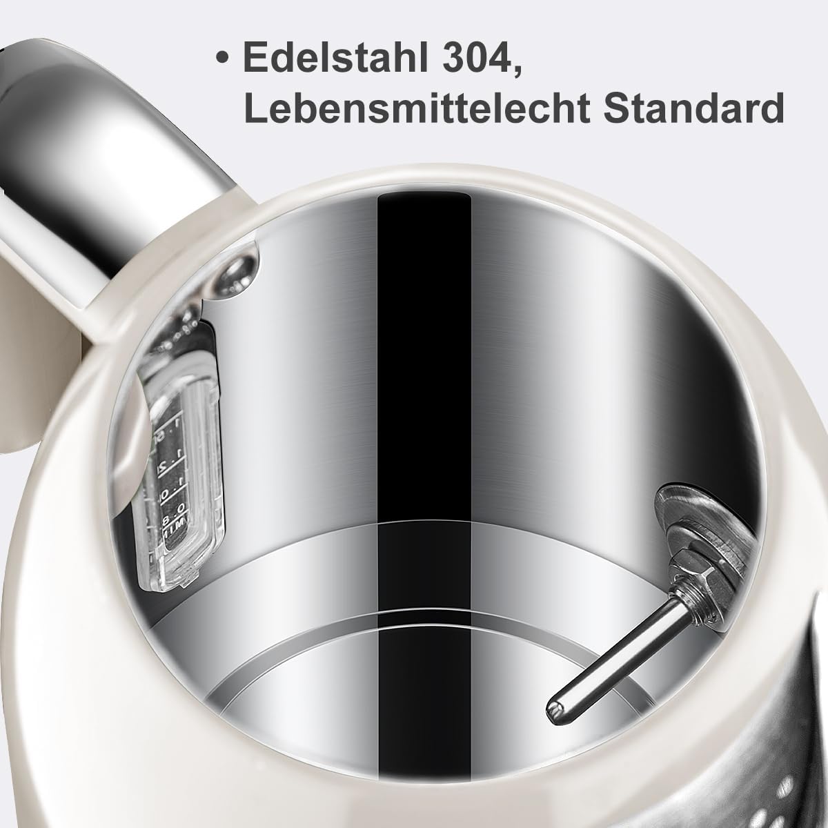 Retro Wasserkocher mit Temperaturanzeige, Vintage Creme