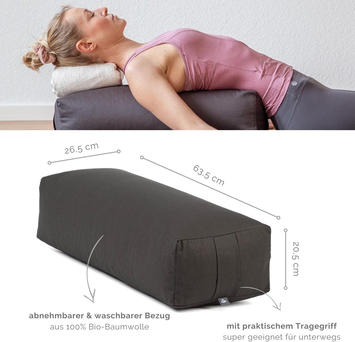 Yogarolle mit Bio-Dinkelfüllung, anthrazit