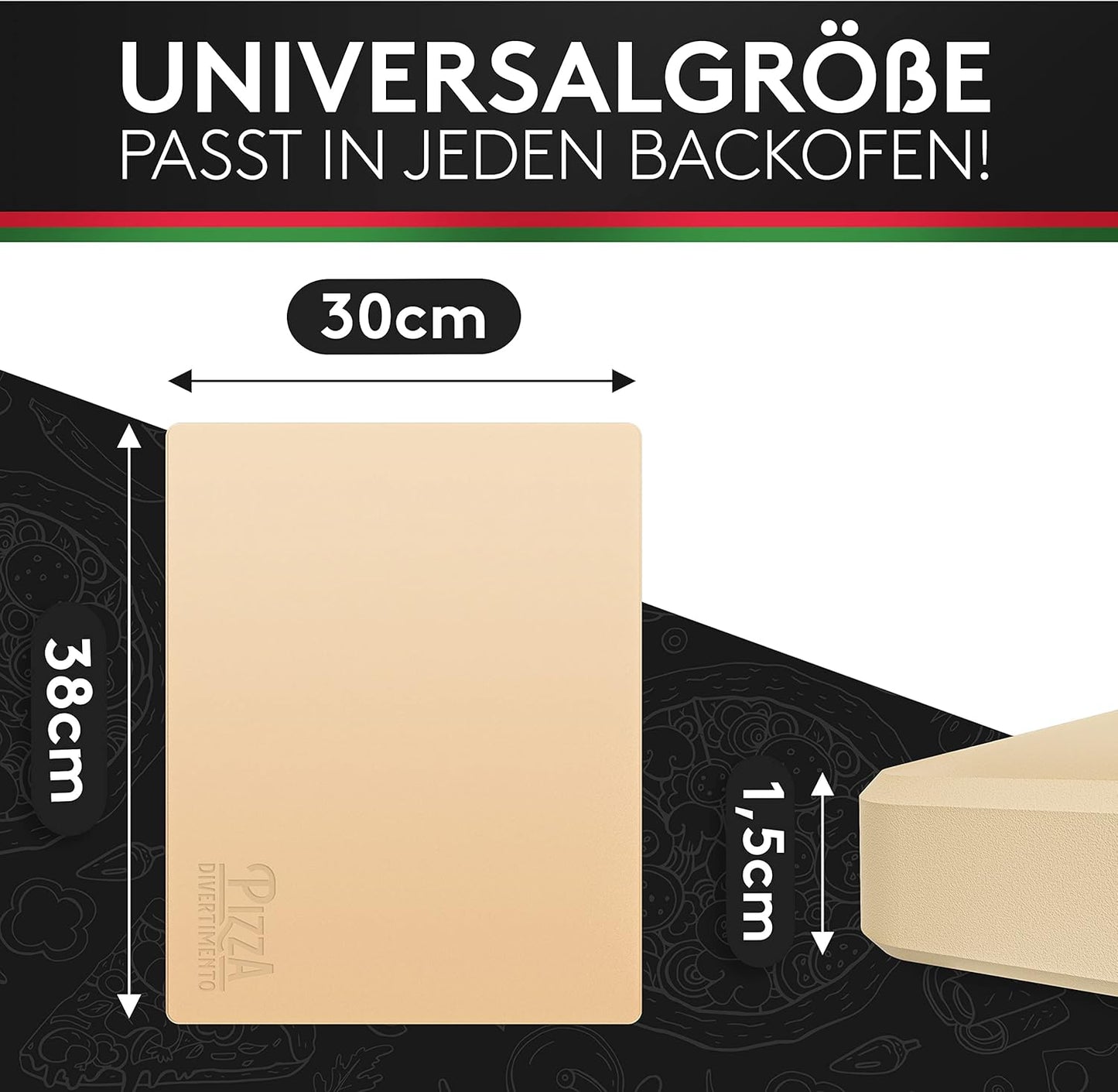 Pizzastein für Backofen & Gasgrill bis 900 °C, Grau" Oder "Beige"