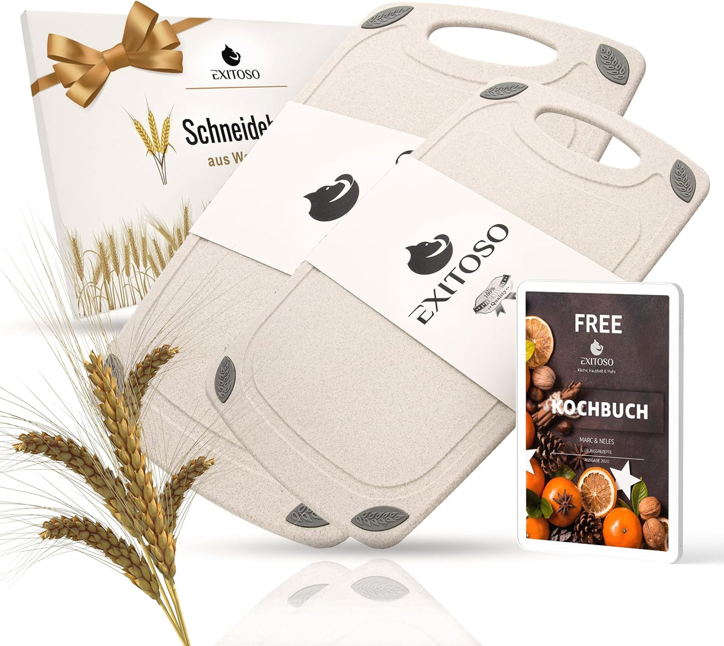 Schneidebrett 2er Set, Weizenoptik