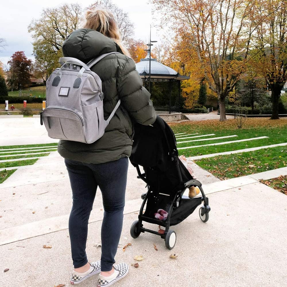 Wickelrucksack für Babys mit Wickelunterlage, Graumeliert