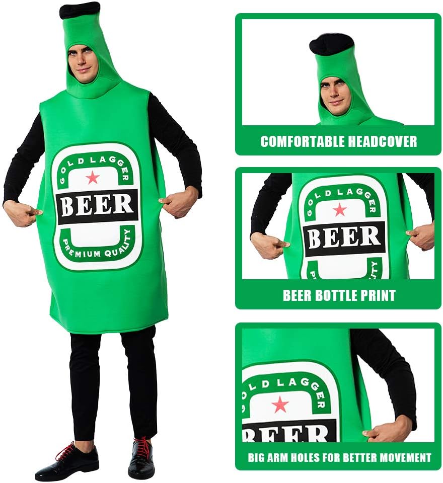 Bierflaschen-Kostüm für Erwachsene, Bierflaschenkostüm Einheitsgröße