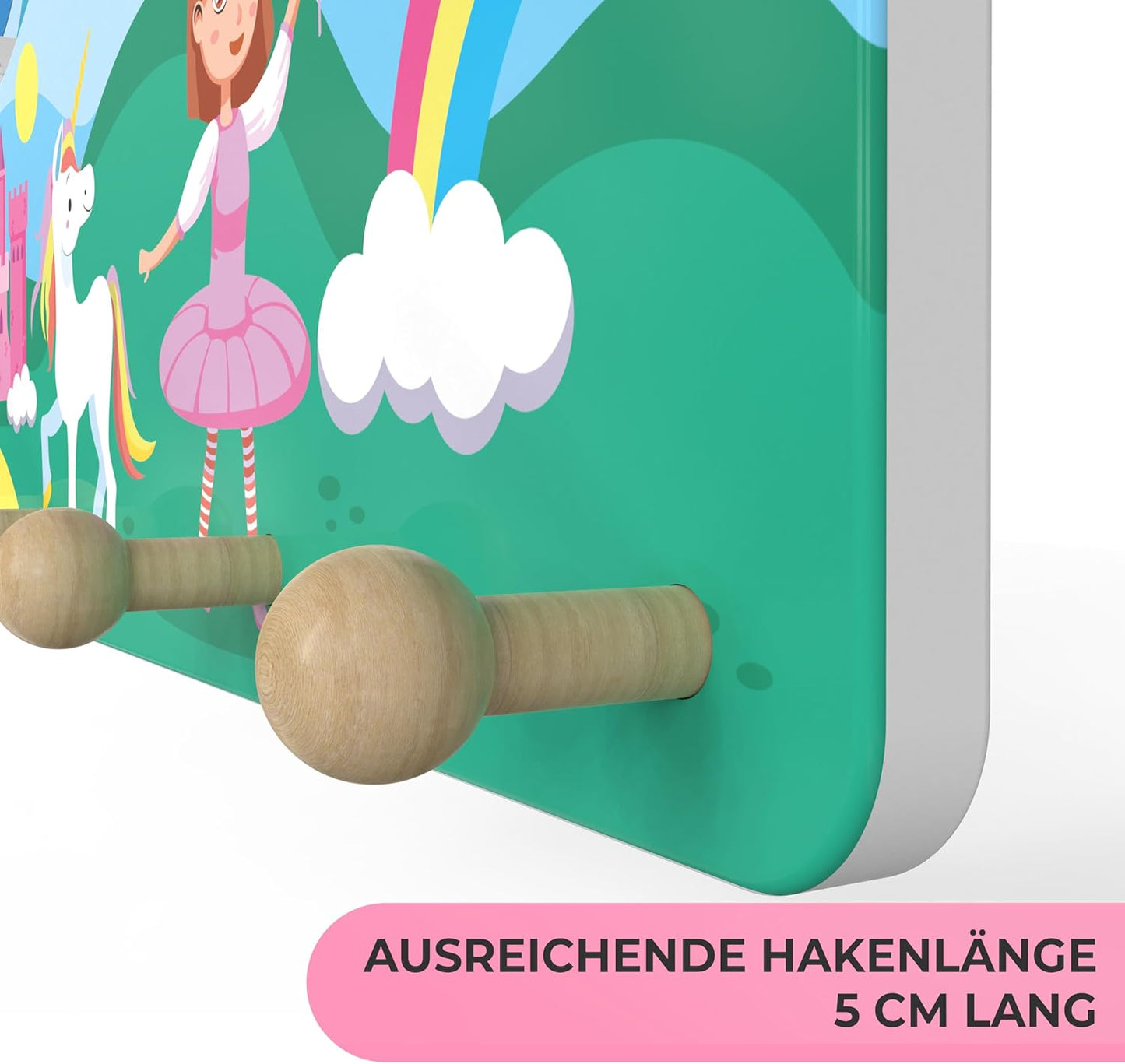 Kindergarderobe mit 4 Kleiderhaken (Prinzessin), Prinzessin