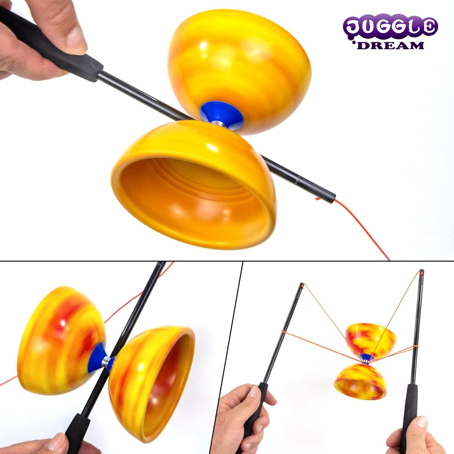 Diabolo-Jonglierset, Rot/Gelb
