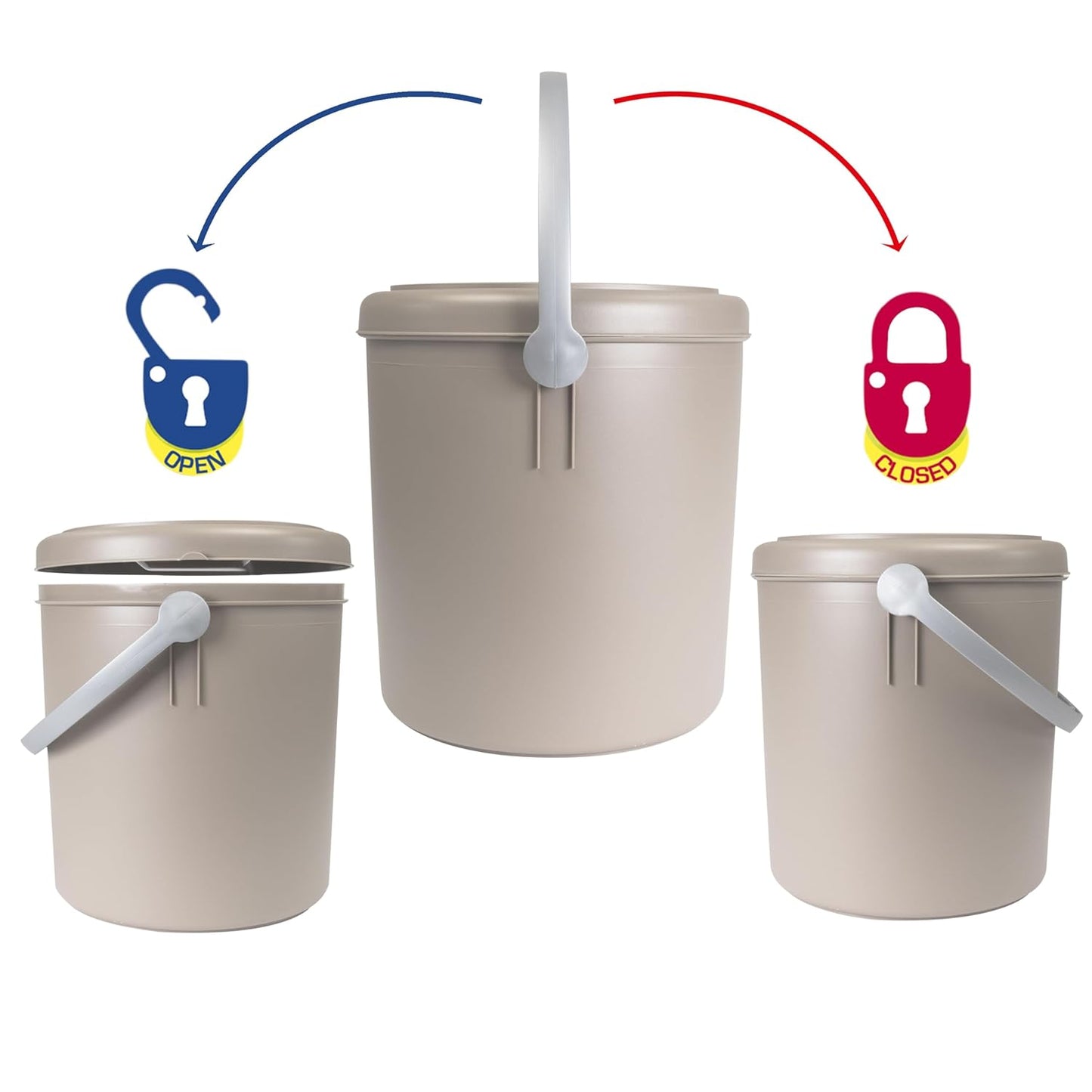 Mülleimer mit Deckel und Henkel, 25L, Braun 25 Liter