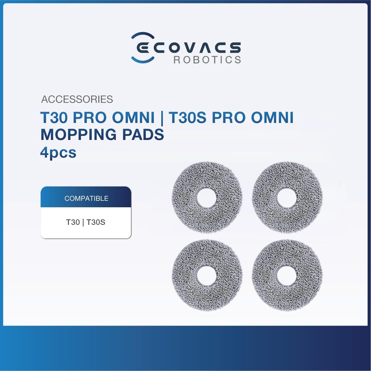 Deebot T30 & T30S Familie Reinigungstücher - DCC020042, ECOVACS T30 Mop x4