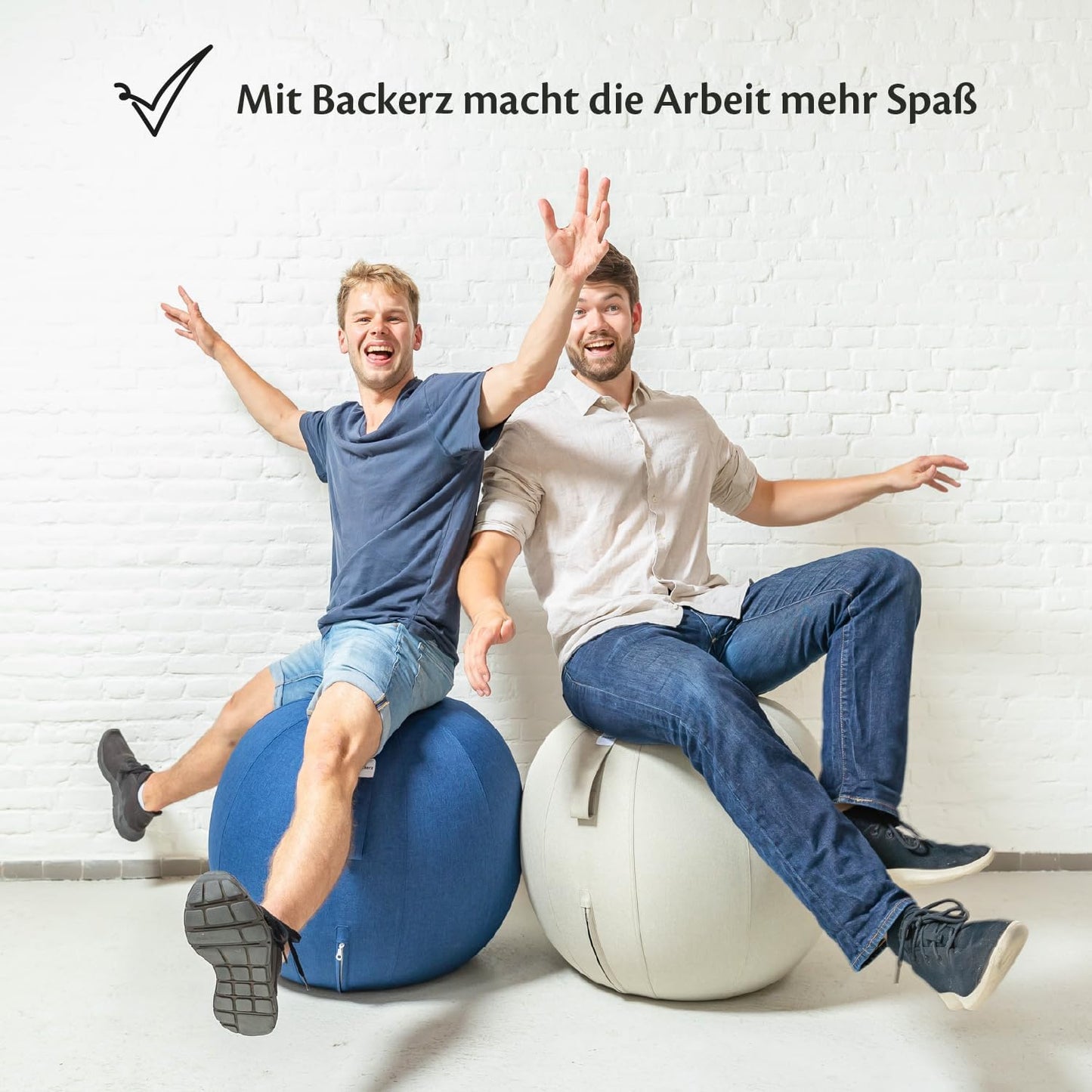 Ergonomischer Sitzball mit waschbarem Leinenbezug, 65 cm Grün