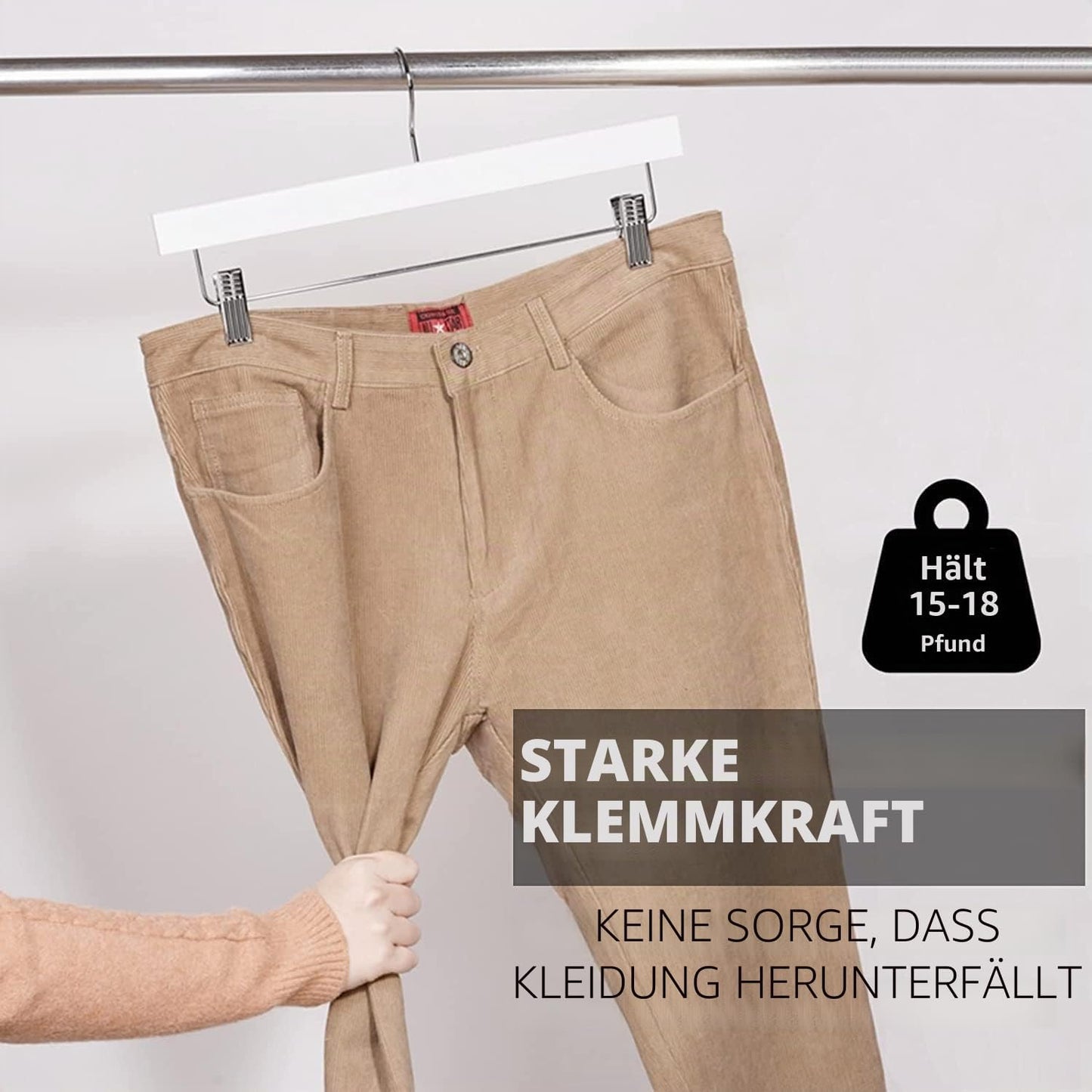 Hosenbügel mit Clips, Weiss 10