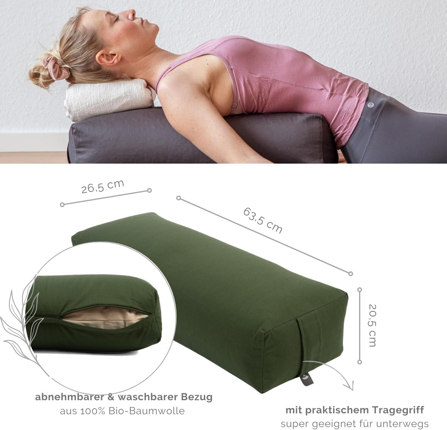Yogabolster Salamba, waldgrün