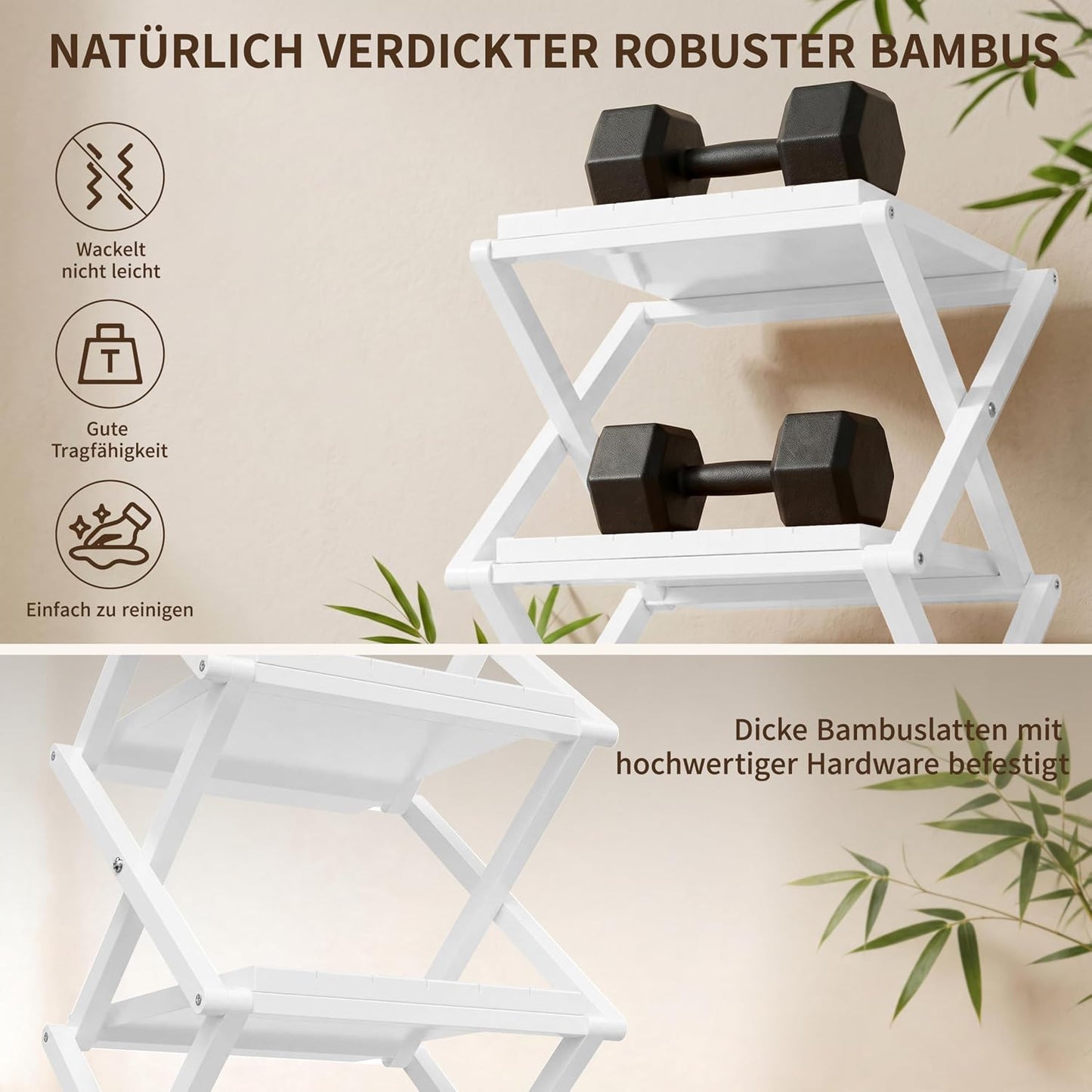 Klappbares Schuhregal mit 7 Ebenen, platzsparend, Weiss Verdickung 7 Schichten