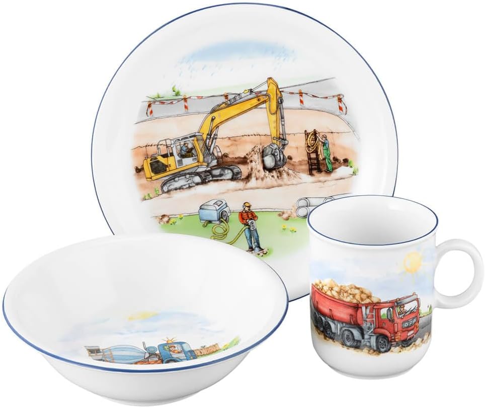 3- teiliges Kinderporzellan-Set 65285 "BAUSTELLE", 3-teilig