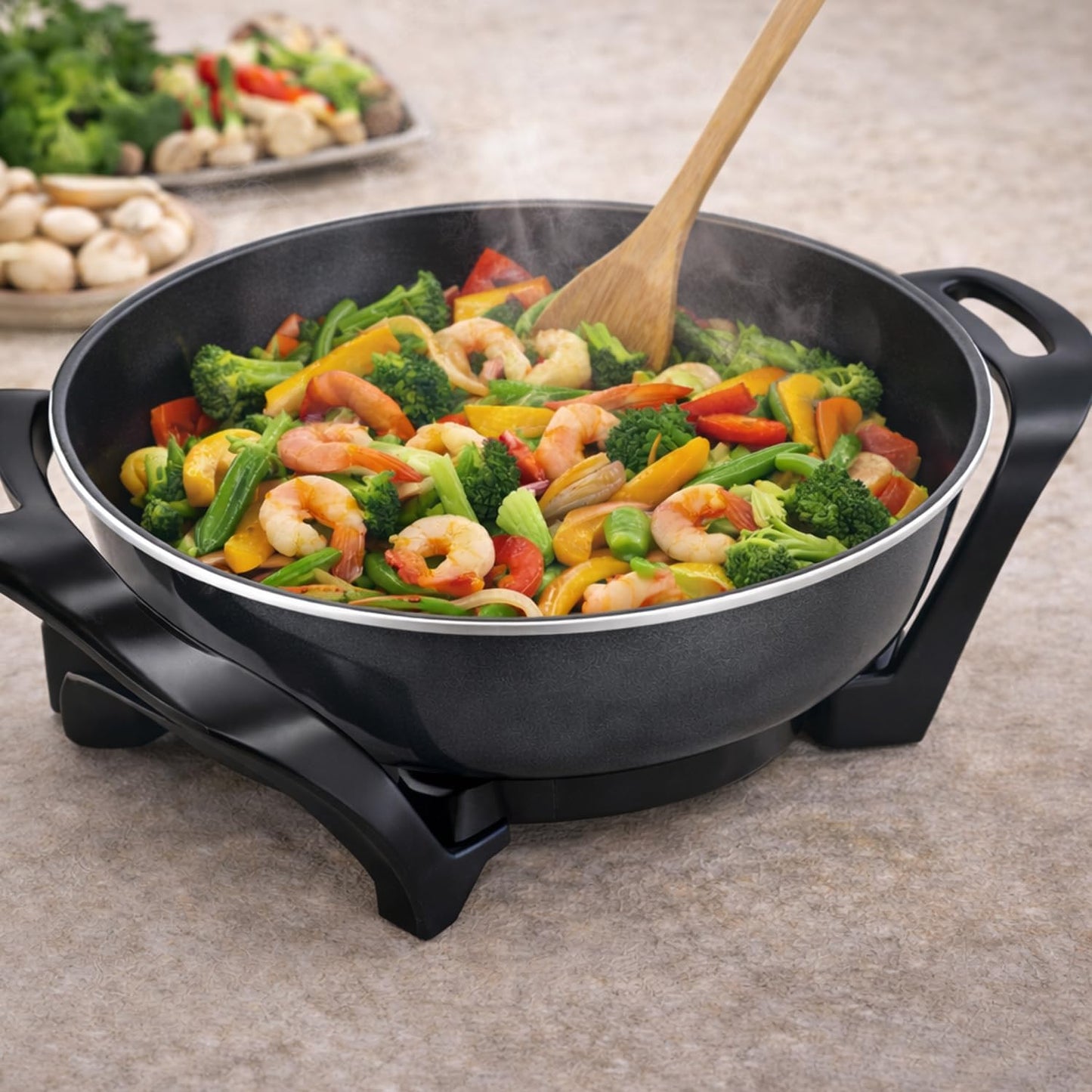 Elektrischer Wok mit einstellbarem Thermostat
