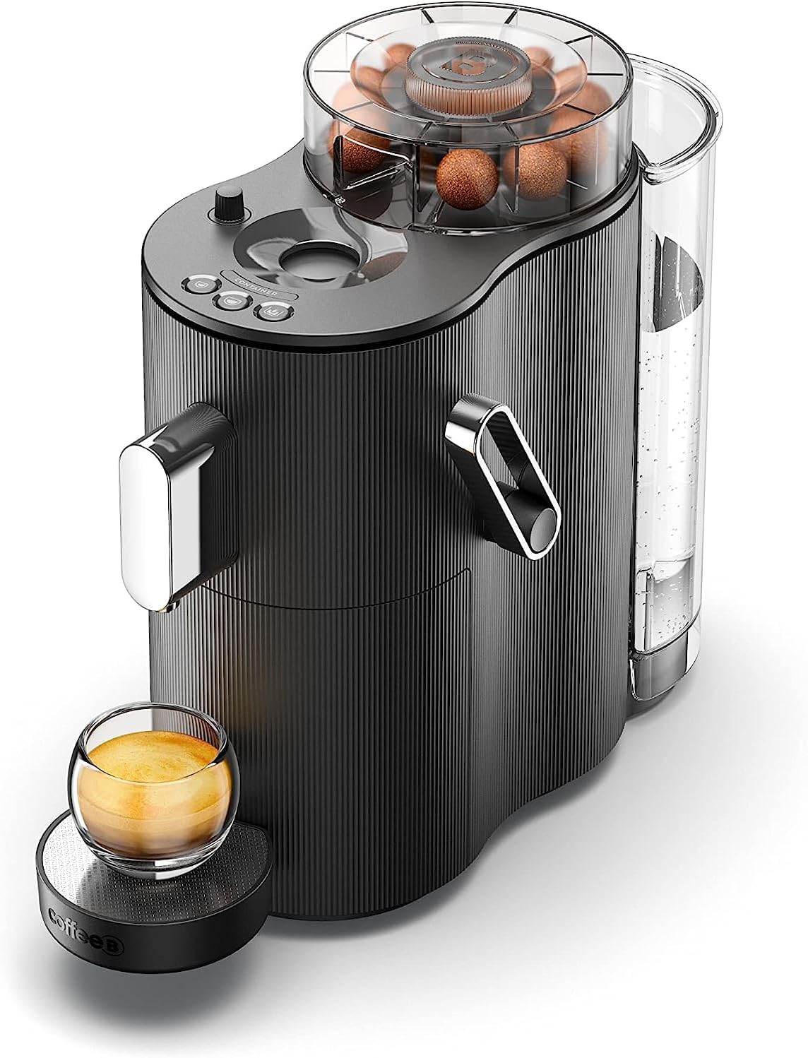 Switzerland Professional CoffeeB Globe Kaffeemaschine mit kompostierbaren Kaffeebällen, Schwarz +90 Bälle LUNGO FORTE