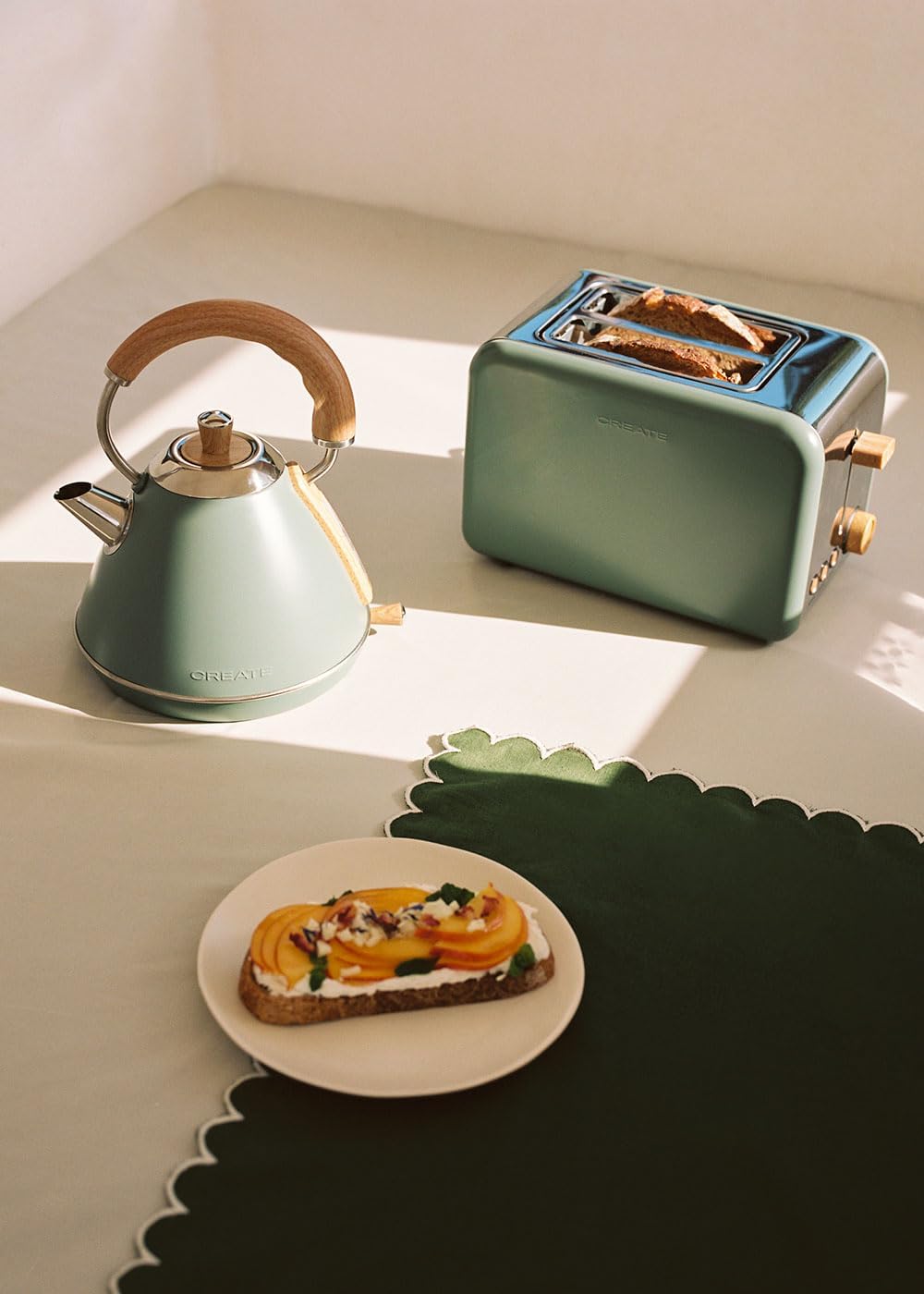 Retro Toaster und Wasserkocher Set, 1L - Retro Grün-sage