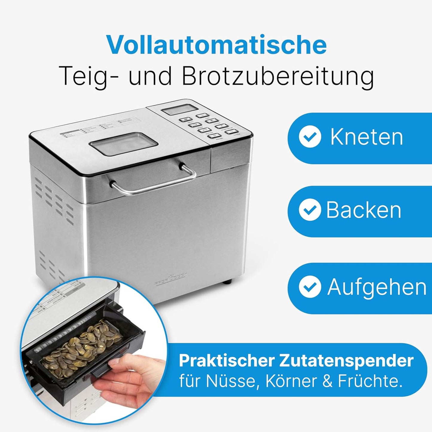 Brotbackautomat mit Timer und Krustenbräunung