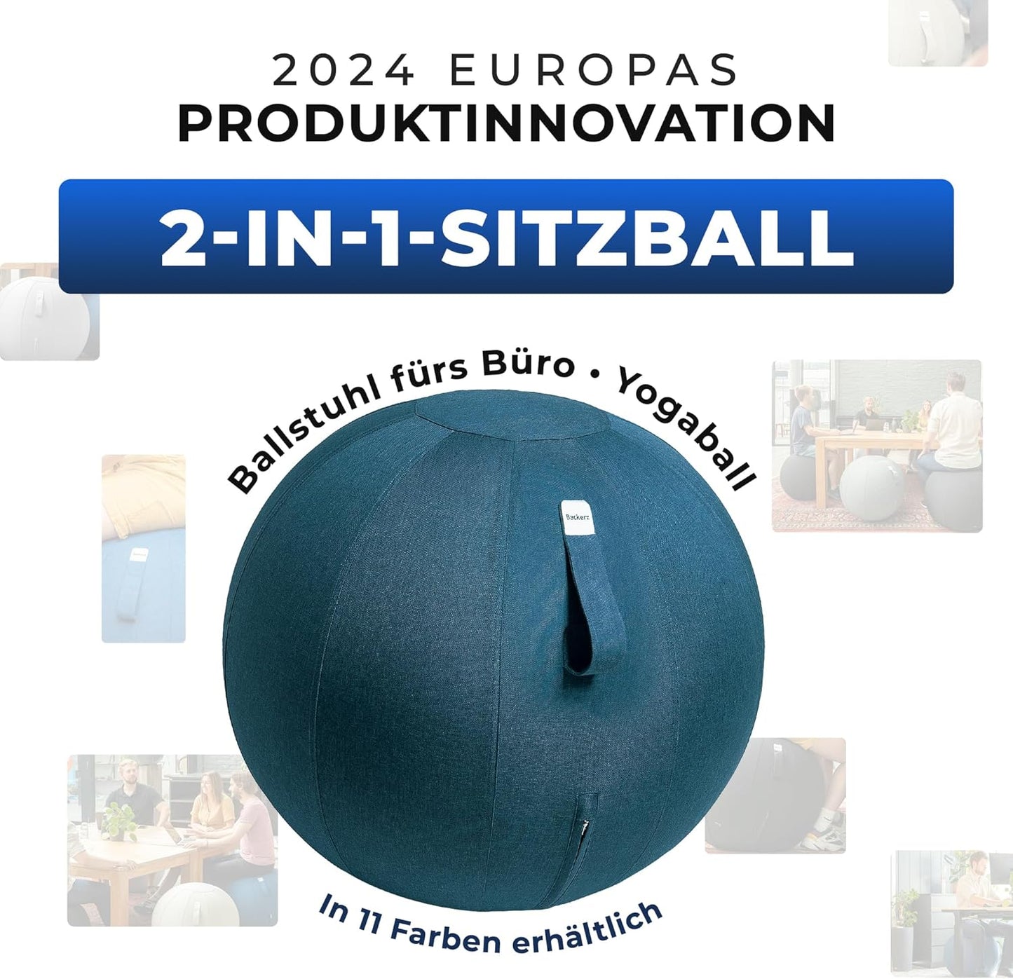 Ergonomischer Sitzball für Büro (65 cm), 65 cm Darkteal