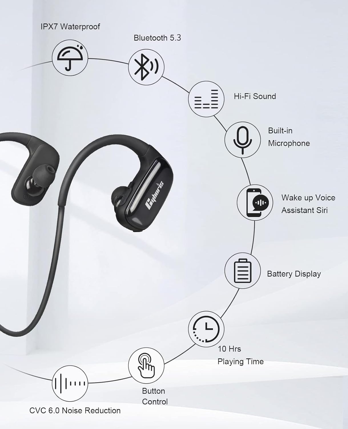 MP3-Player Bluetooth Sportkopfhörer IPX7 wasserdicht, Rot
