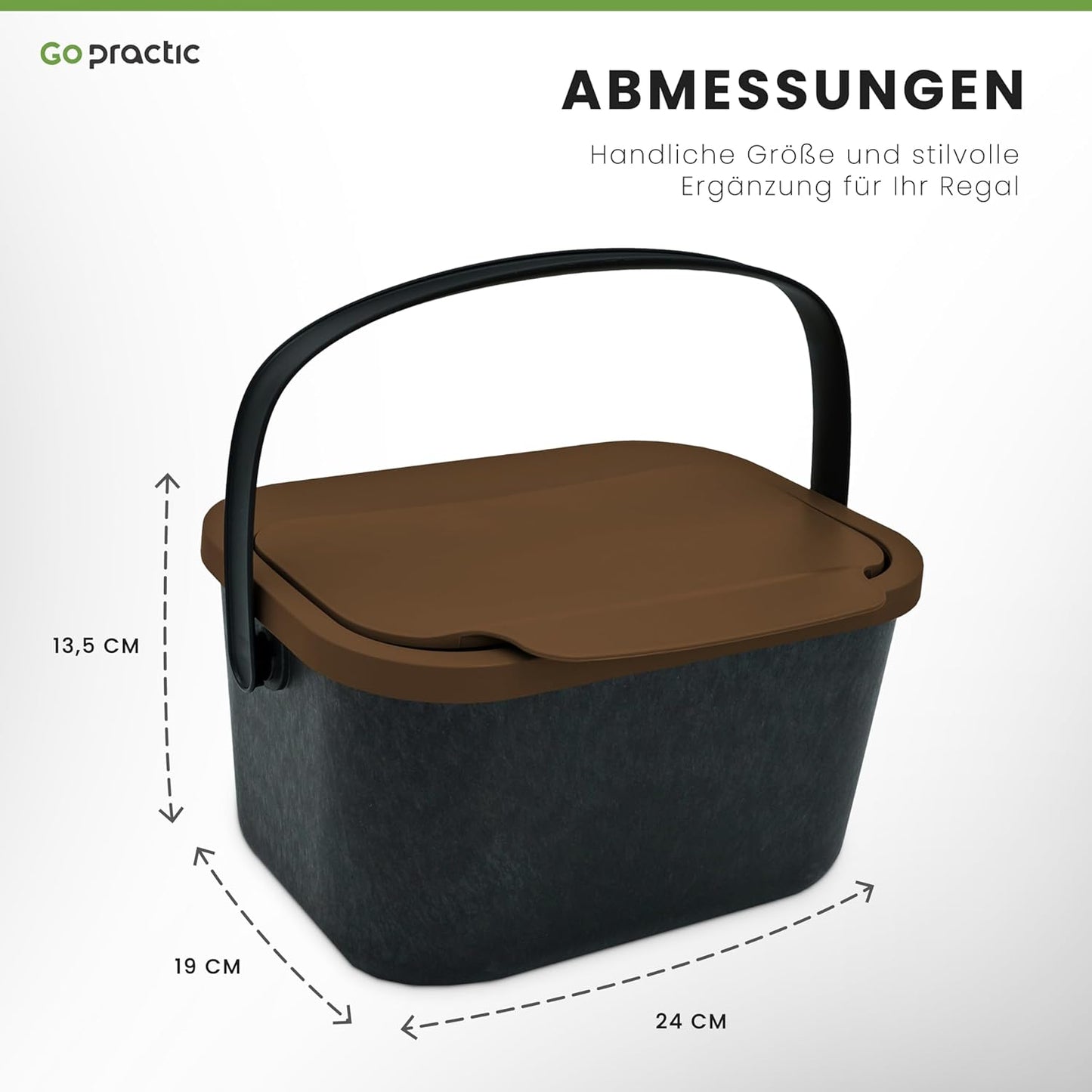 Mülltrennsystem, 3 Mülleimer, mit einem Komposter