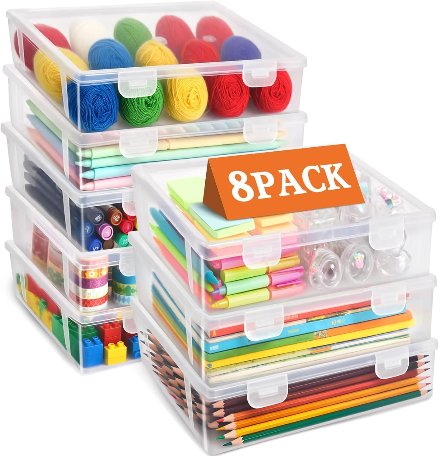 Stapelbare Aufbewahrungsbox für Büromaterial, 8 Stück, L