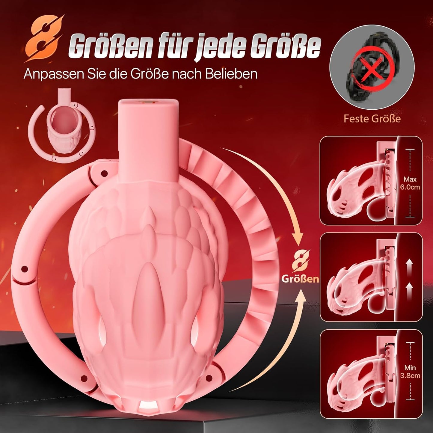 Chastity Cage für Männer mit Schloss, Rosa