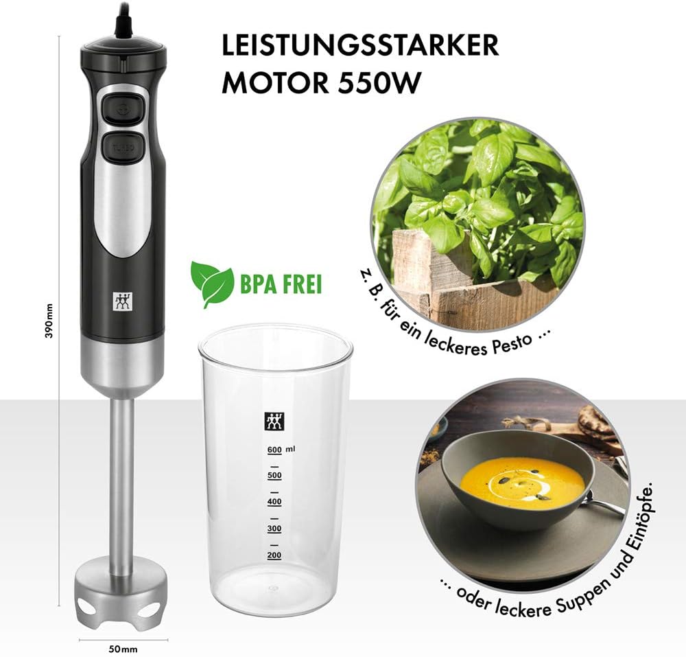 Stabmixer mit 600 ml Messbecher, 550 Watt