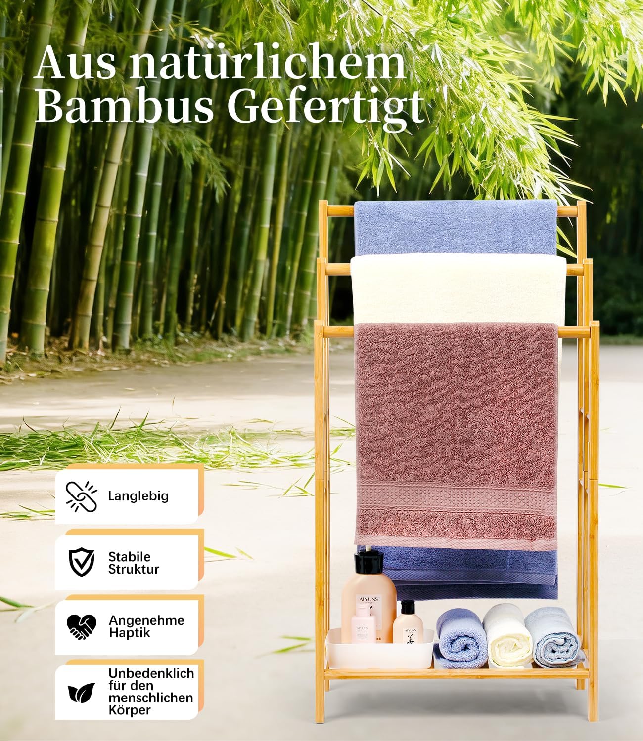 Handtuchständer mit Ablage, 96cm hoch