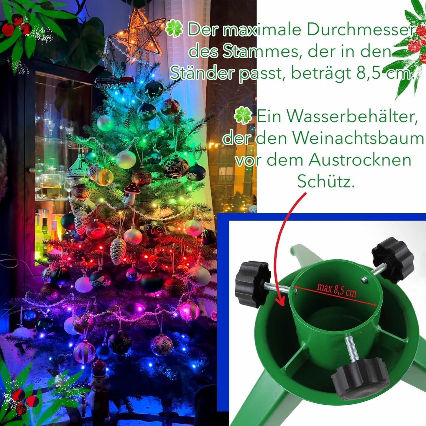 Verstellbarer Christbaumständer mit Wasserbehälter, Ständer